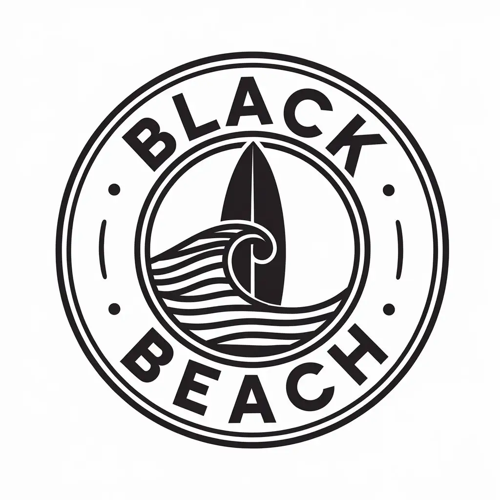 a vector logo design,with the text "BLACK BEACH", main symbol:surf table,Moderate,be used in Others industry,clear background