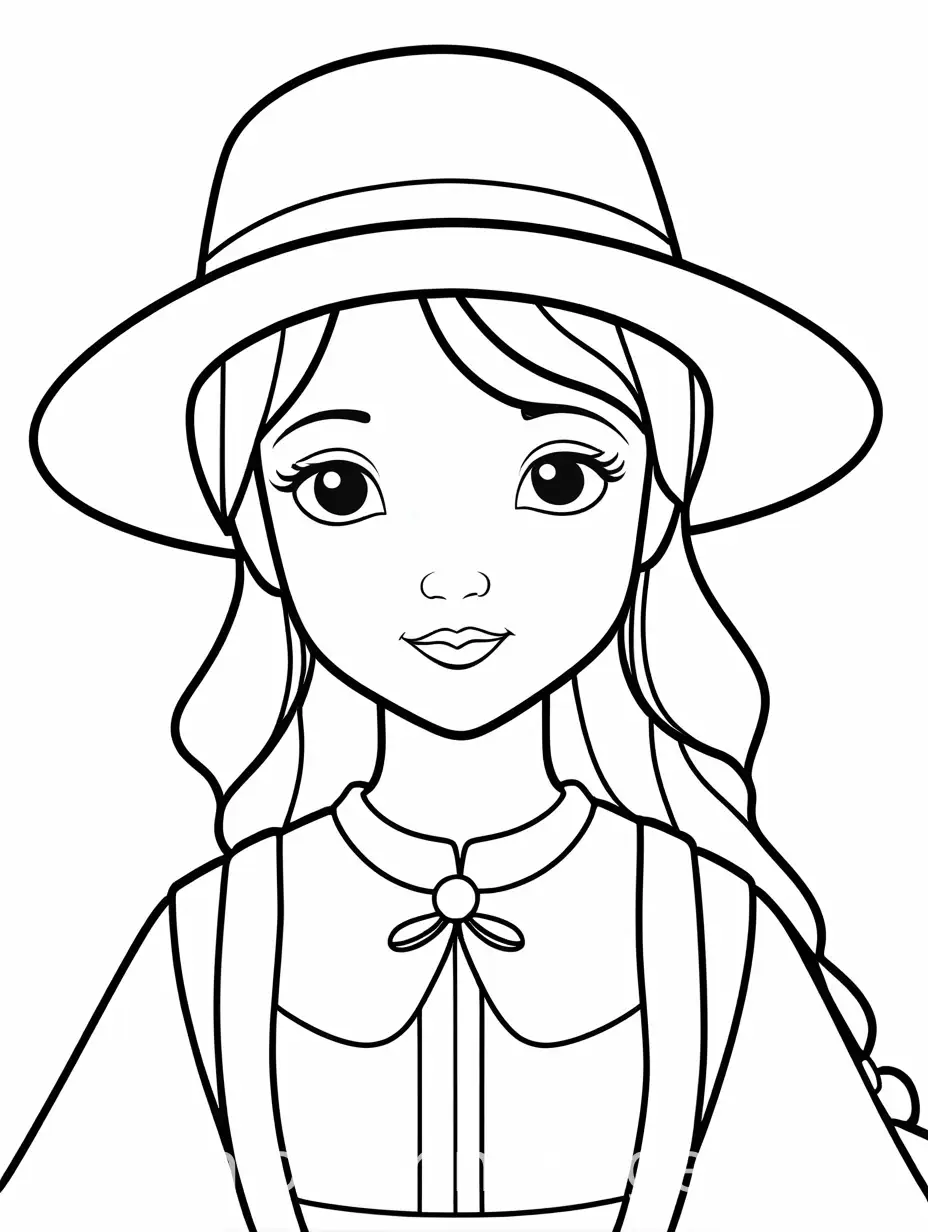 Simple-Pilgrim-Girl-Coloring-Page-for-Kids