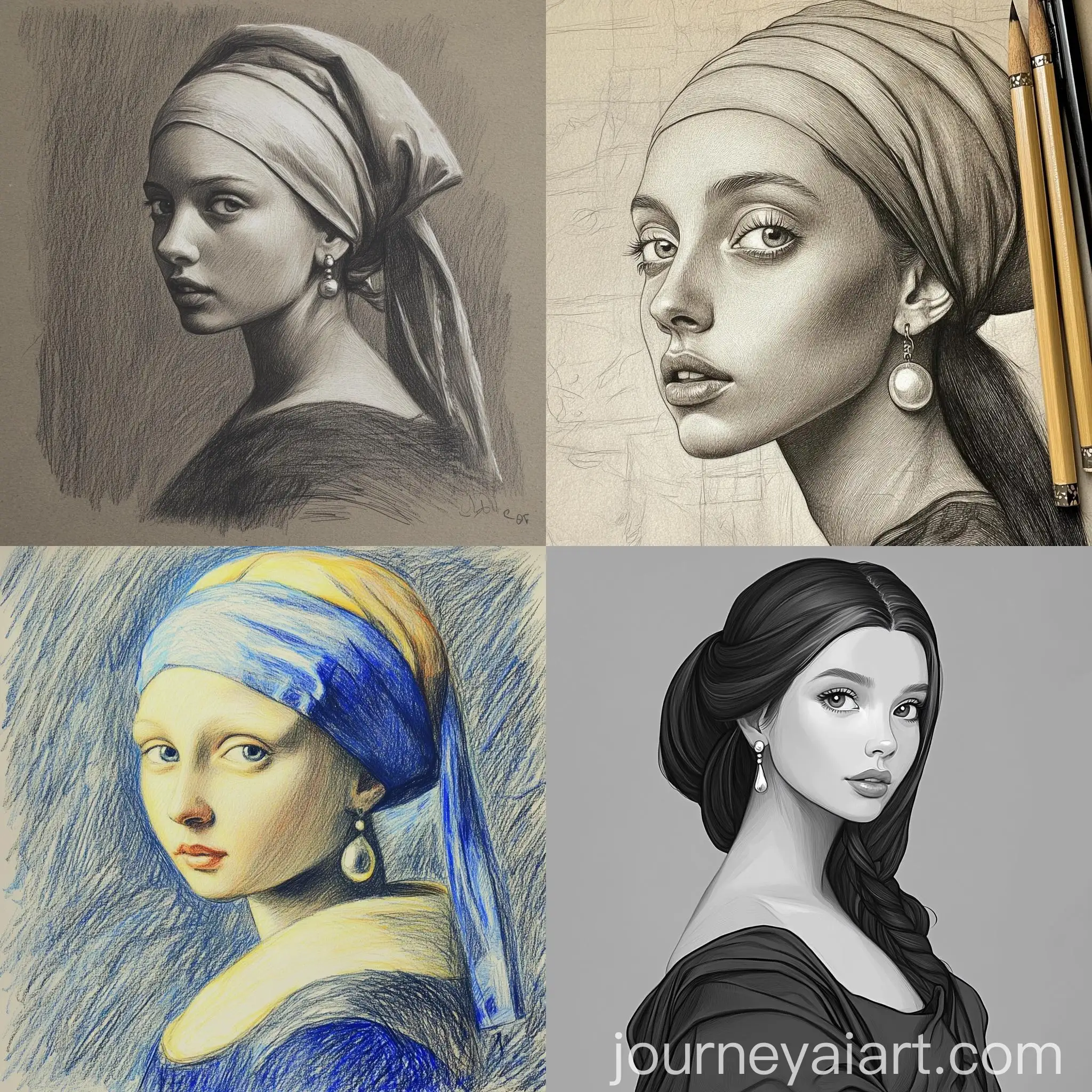 Portrait-Inspired-by-Mona-Lisa-with-Girl-Wearing-Diamond-Earring