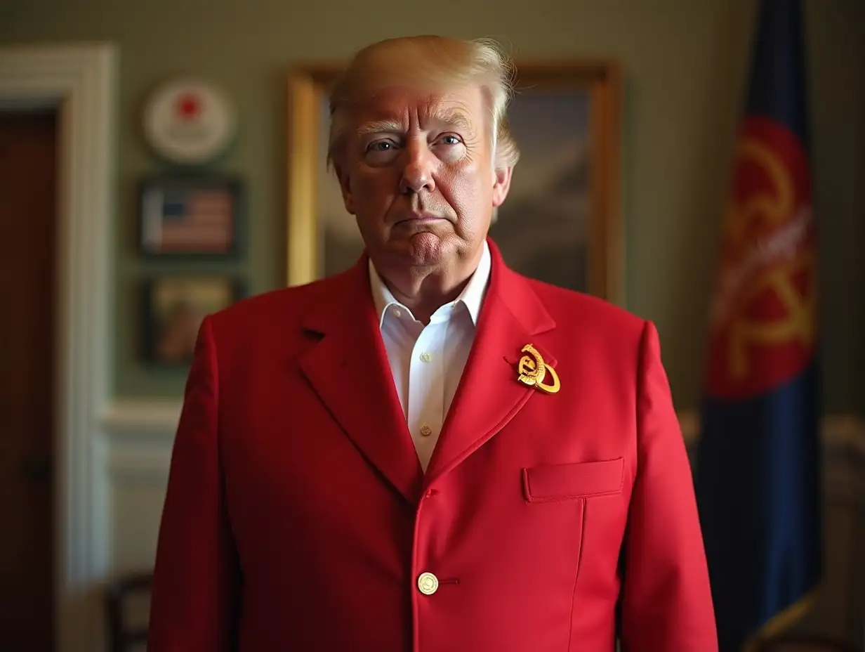 Donald Trump wearing a communist dress