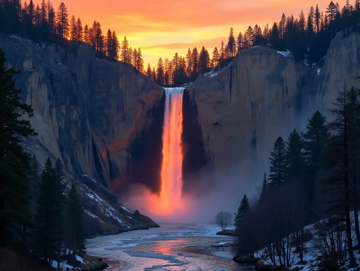 Glorious-Horsetail-Falls-Sunset-in-February-at-Yosemite-National-Park-California