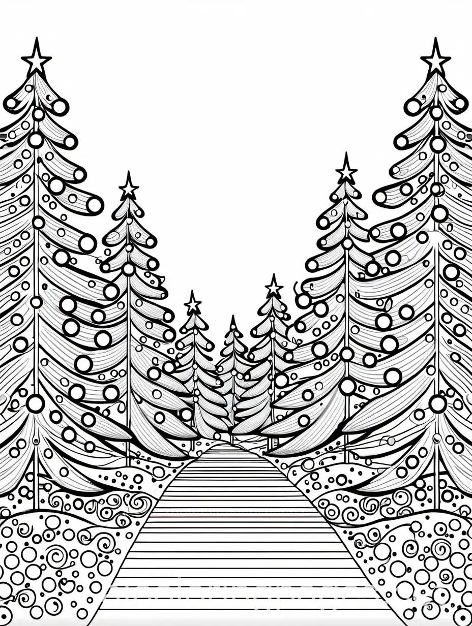 Christmas Lights, Coloring Page, black and white, line art, white background, Simplicity, Ample White Space. The background of the coloring page is plain white to make it easy for young children to color within the lines. The outlines of all the subjects are easy to distinguish, making it simple for kids to color without too much difficulty