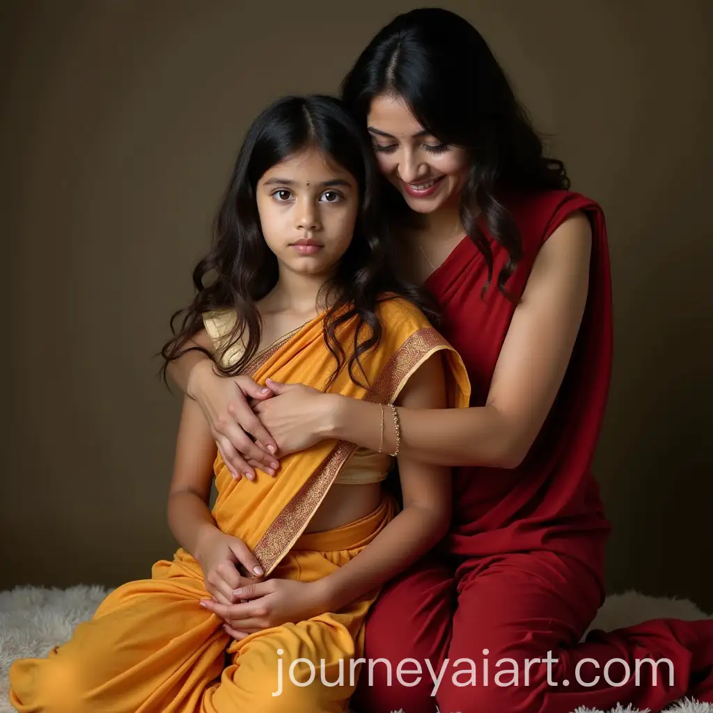 Mother-and-Son-Embracing-in-Traditional-Saree