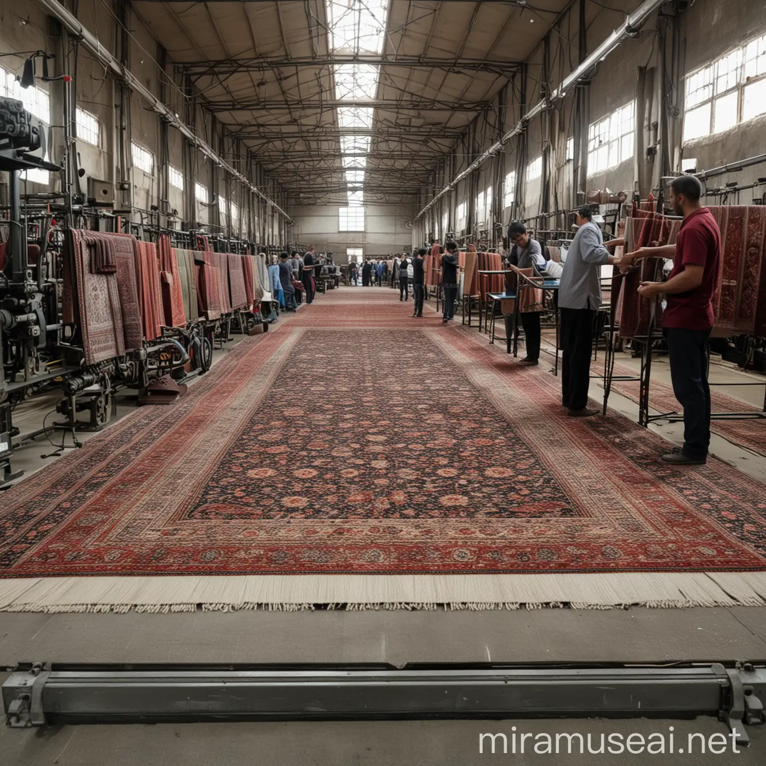 Mechanized Rug Factory in Industrial Setting