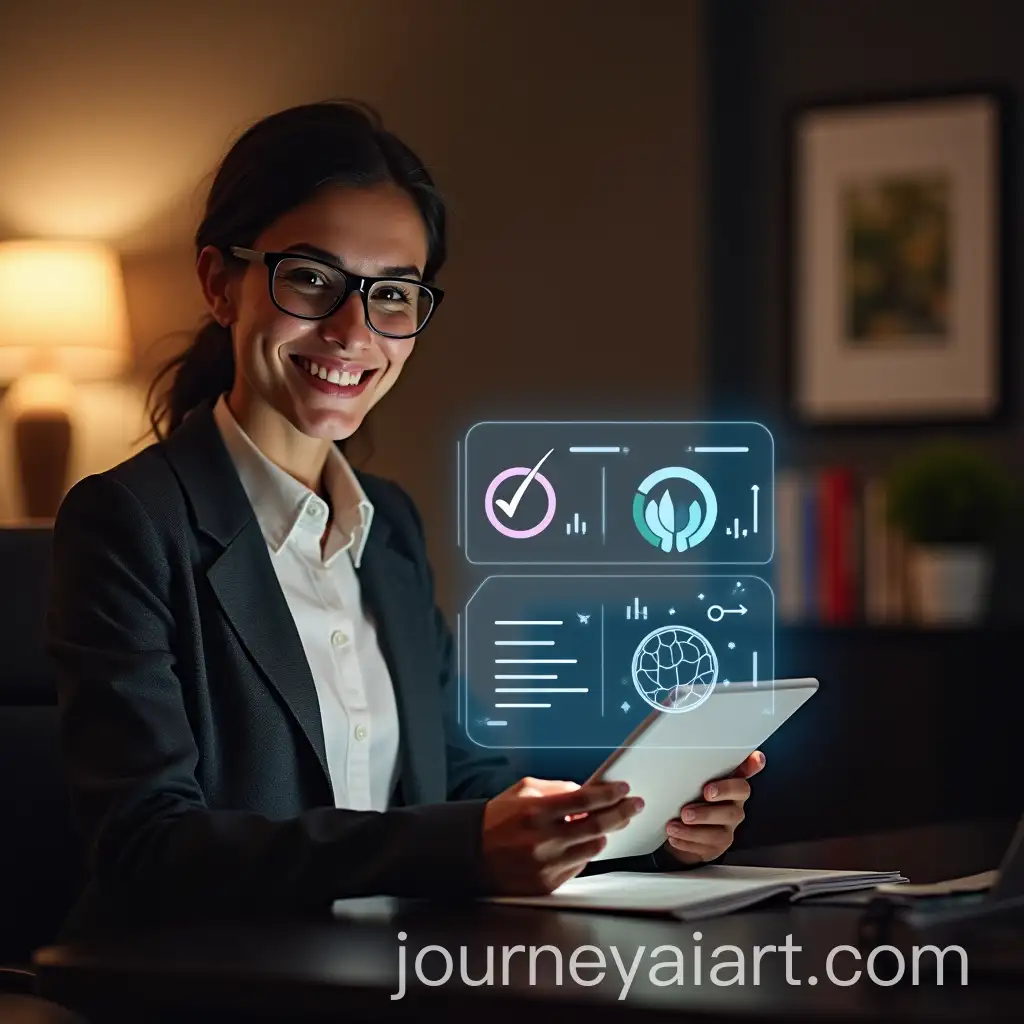 Lawyer-Reviewing-Trademark-Documents-with-AI-Assistant-in-a-Calm-Office-Setting