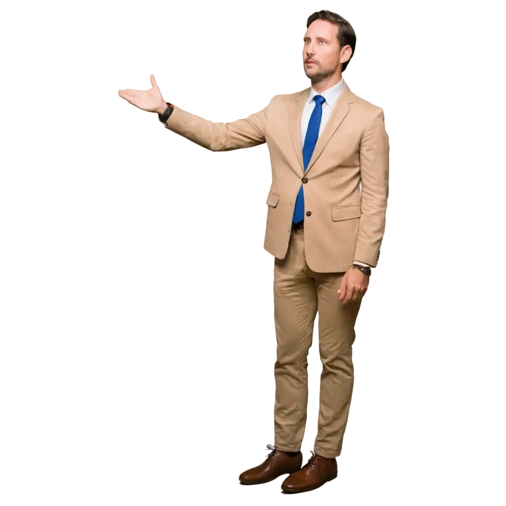 Professional-PNG-Image-of-a-MidForties-Man-in-Beige-Suit-and-Blue-Tie-in-Conversational-Pose