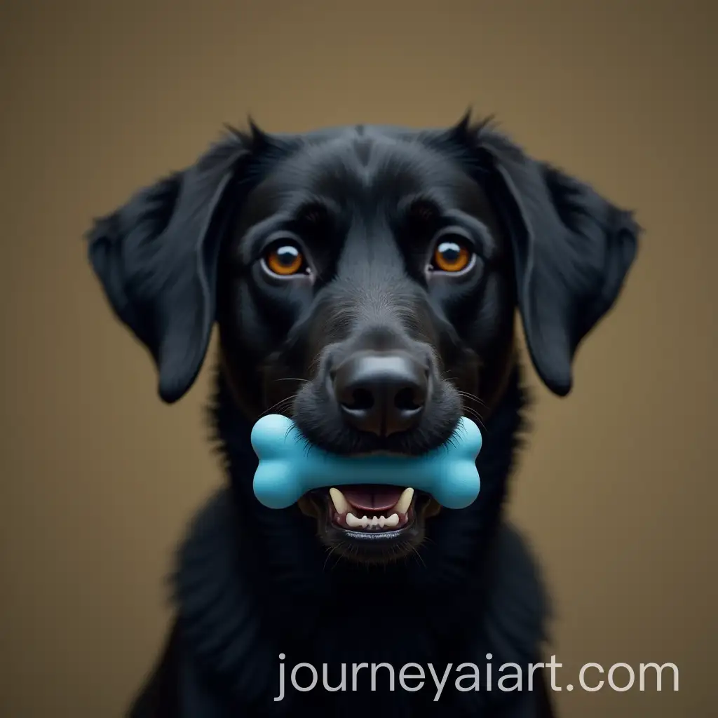 Black-Dog-with-Blue-Bone-in-Its-Mouth