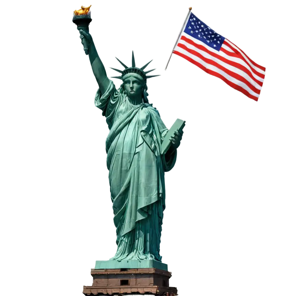 Statue-of-Liberty-with-USA-Flag-PNG-A-Symbol-of-Freedom-and-Patriotism