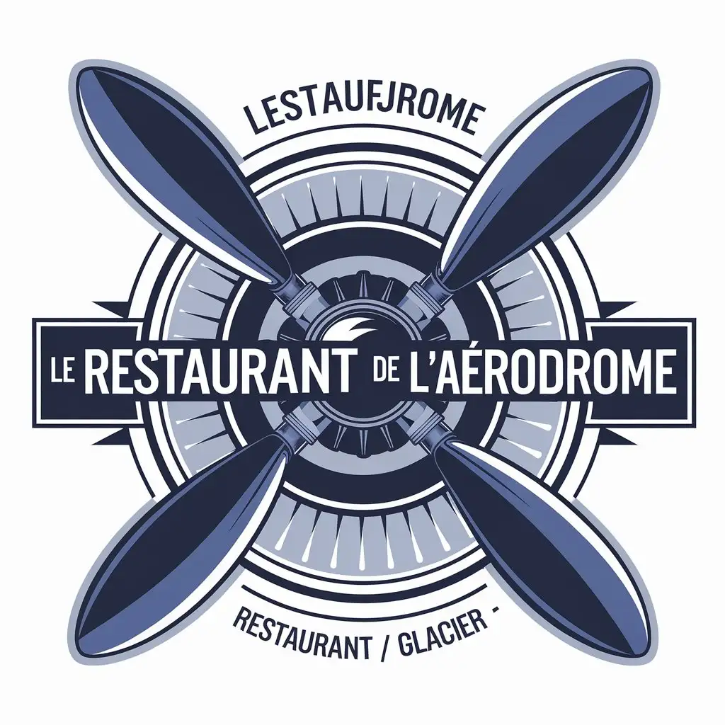 LOGO Design For Le Restaurant de lAerodrome Blue Plane Propeller Theme