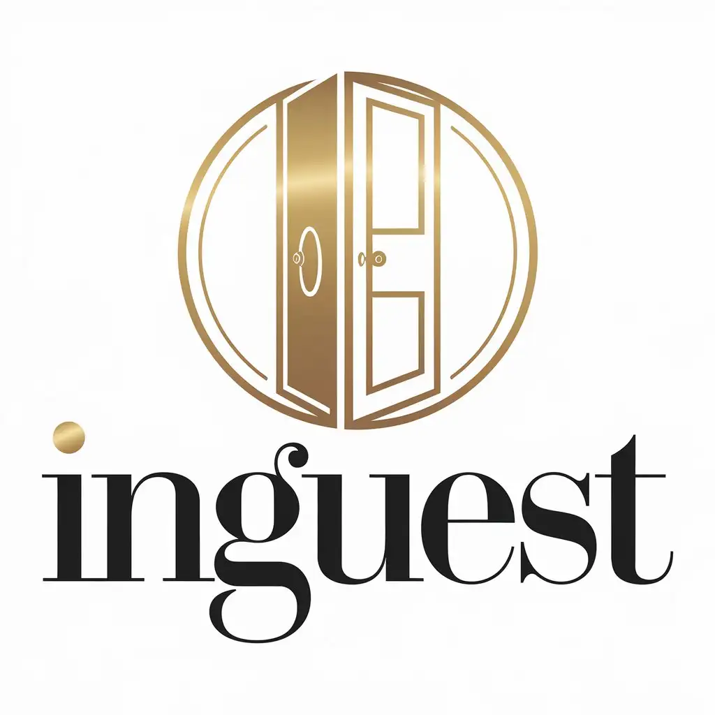 LOGO Design for InGuest Innovative Reliable Stylish with Black Gold White Colors and Geometric Symbolism