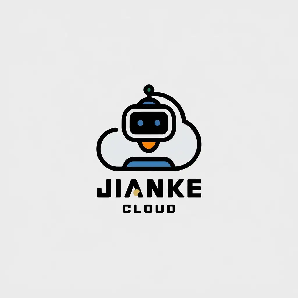 LOGO-Design-For-Jianke-Cloud-Minimalistic-Robot-Symbol-for-Internet-Industry