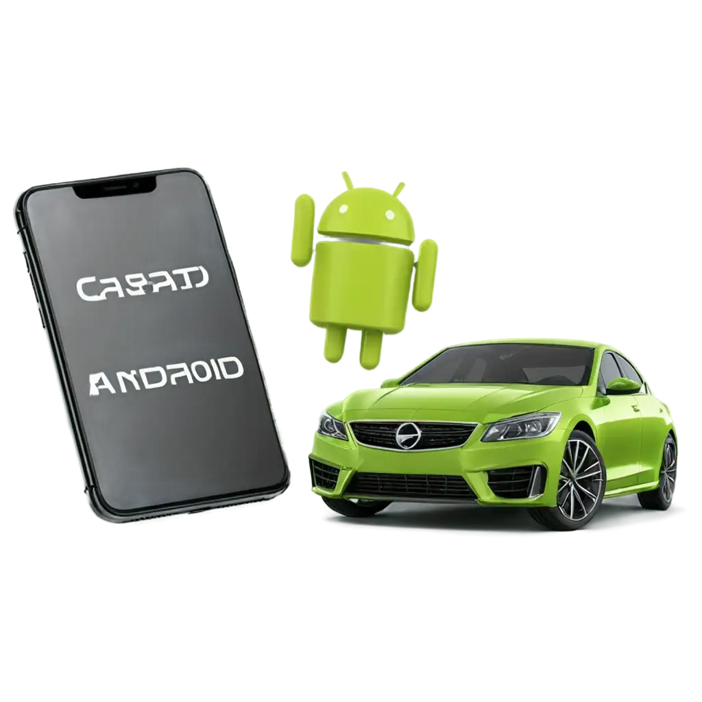 Professional-PNG-Image-Android-and-iPhone-with-Car-App-on-3D-Screen