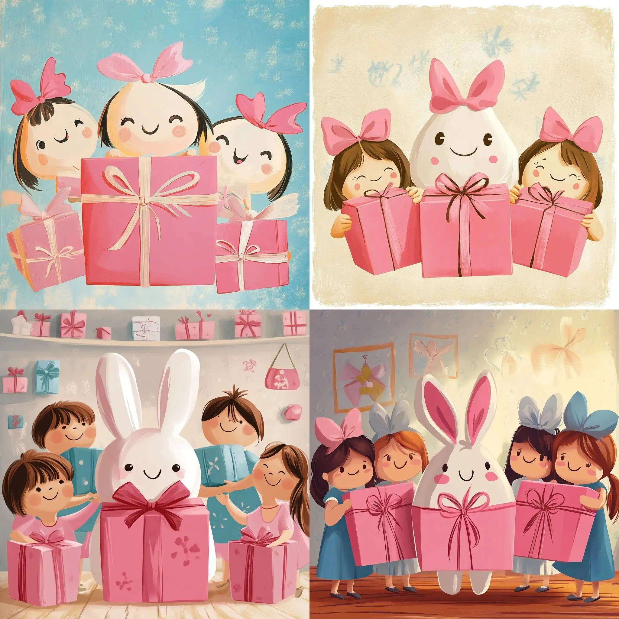 Cartoon-Children-in-Nursery-Holding-Gift-Boxes