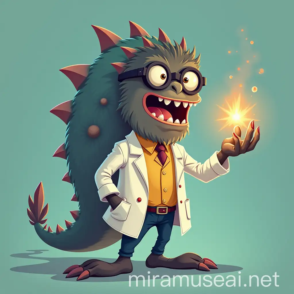 Cartoon Scientist Taming Digital Monsters