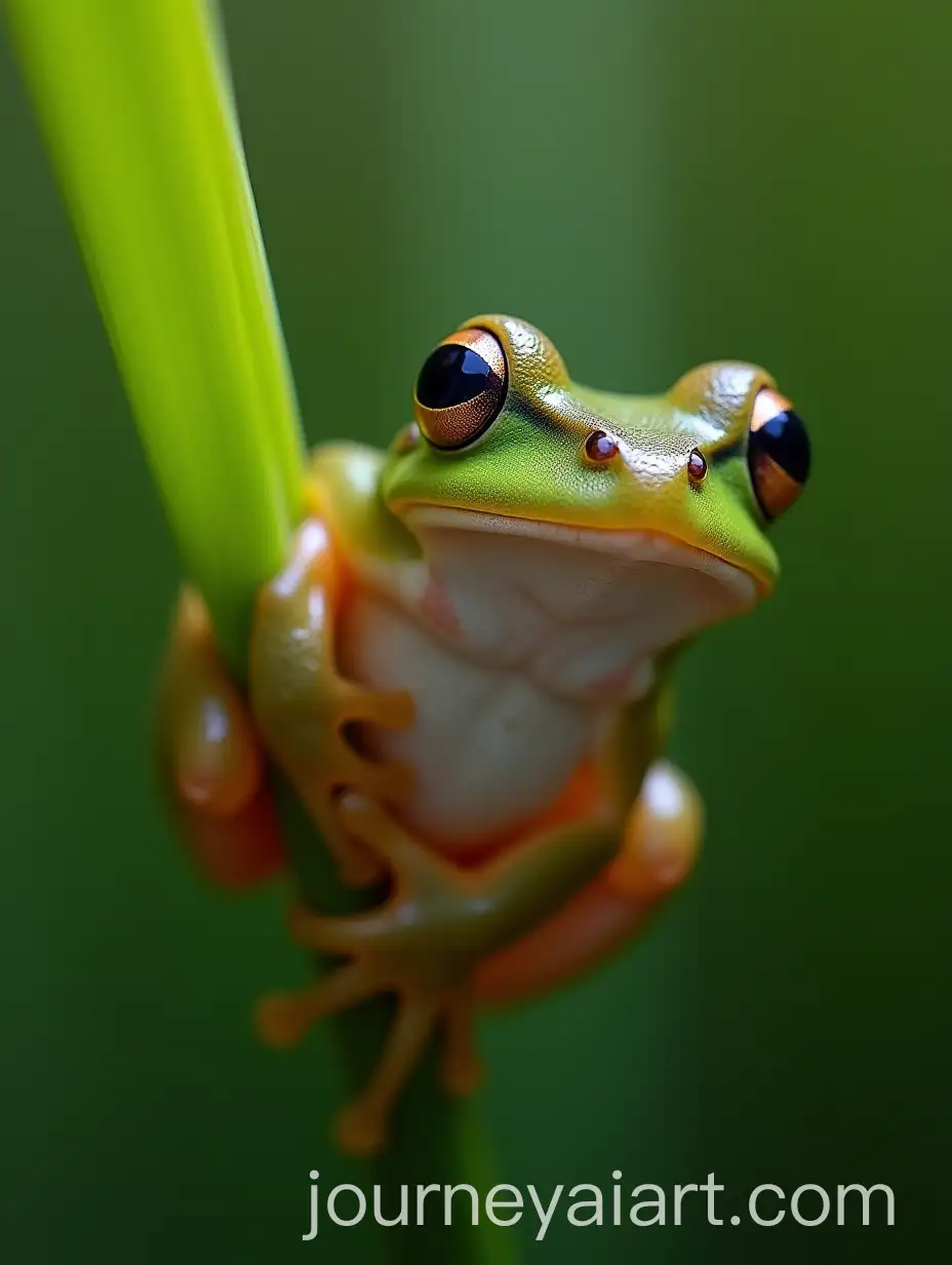 IberianAI-Art-Prompt-Expansion-Frog-Hanging-on-Grass-with-HyperRealistic-Detail-in-Forest-Setting