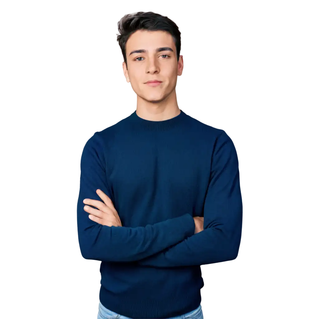 HighQuality-PNG-Image-of-a-Young-Man-in-Navy-Blue-Fabric