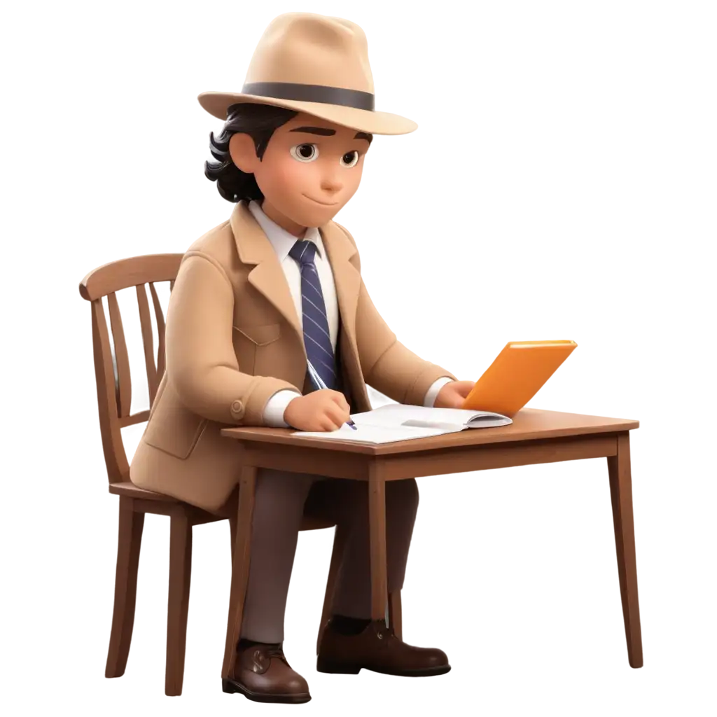 Detective-Writing-a-Report-PNG-Image-Investigative-Scene-with-Text-Document