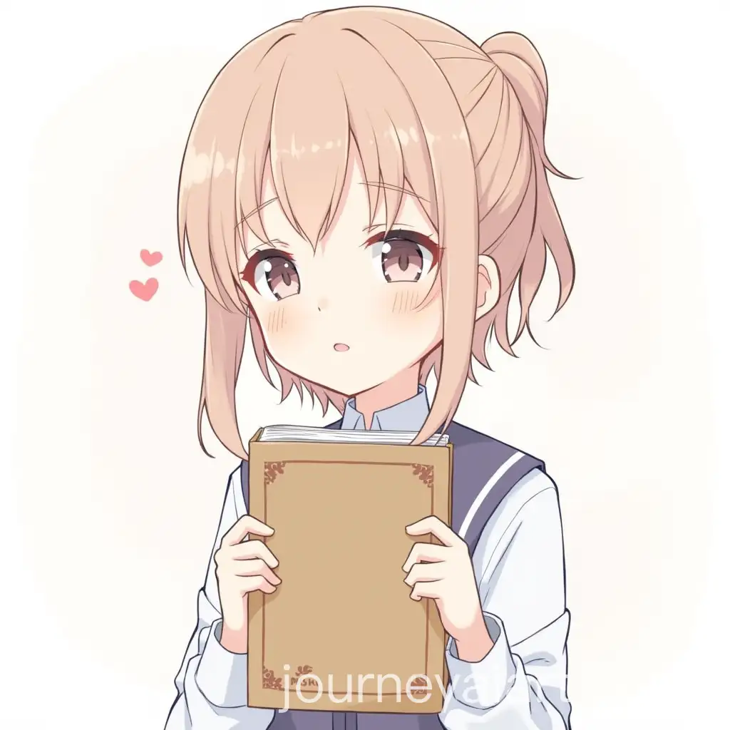 AnimeStyle-Cute-Girl-Holding-a-ReferenceAI-Art-Prompt-Expansion-Book-in-a-Cozy-Setting