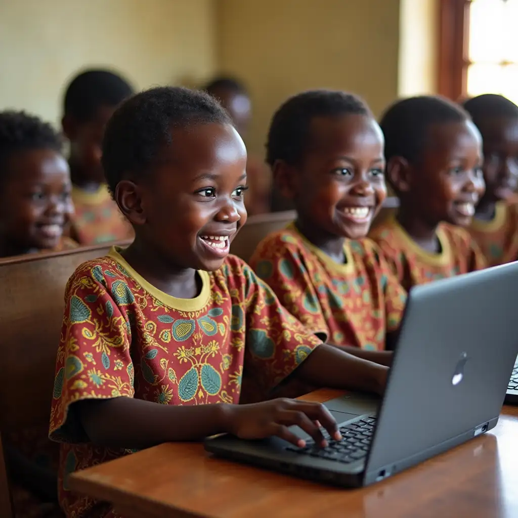 African-Children-Learning-Computer-Skills-in-Classroom-with-Patterns-in-Burkina-Faso