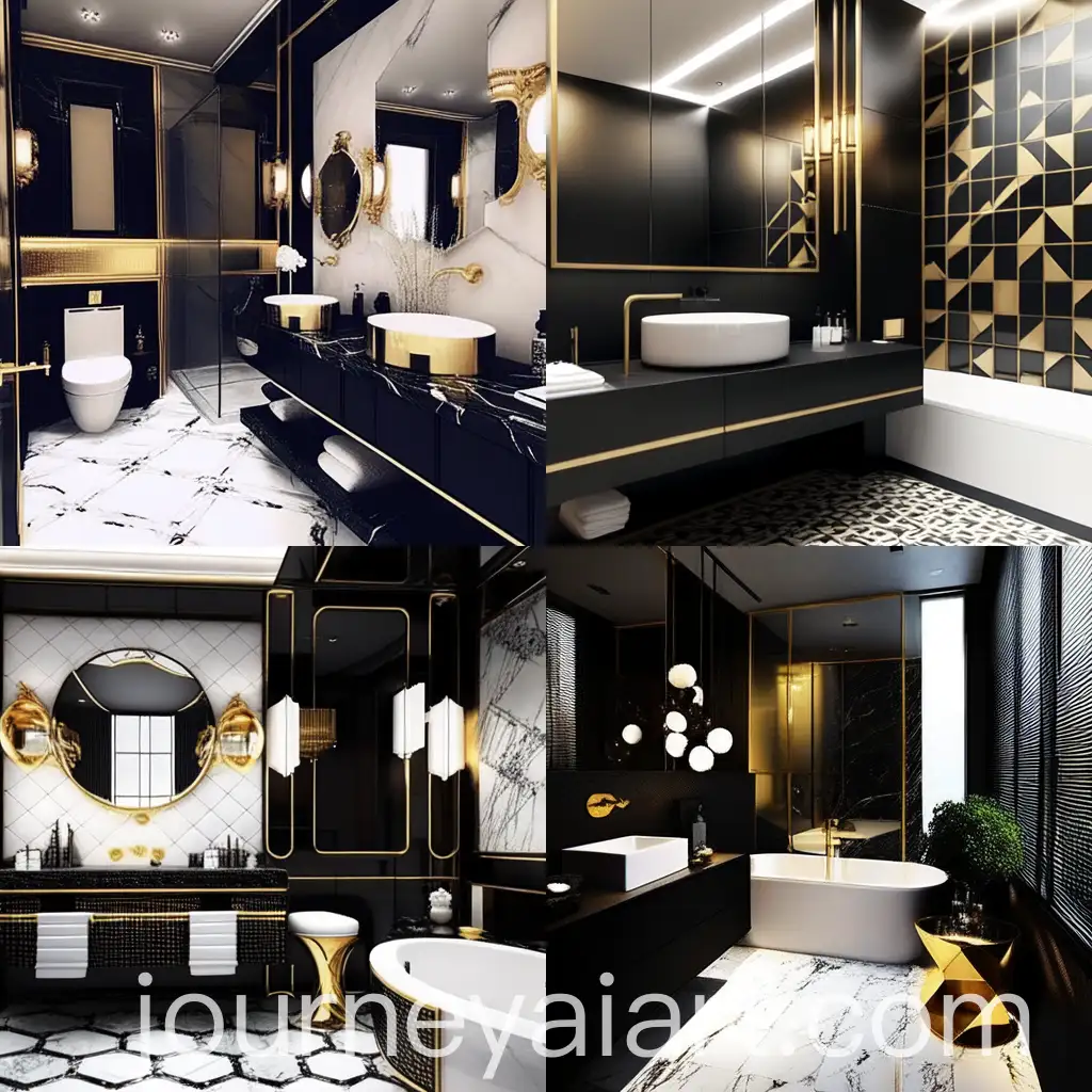 Luxurious-Black-Gold-and-White-Moroccan-Style-Bathroom