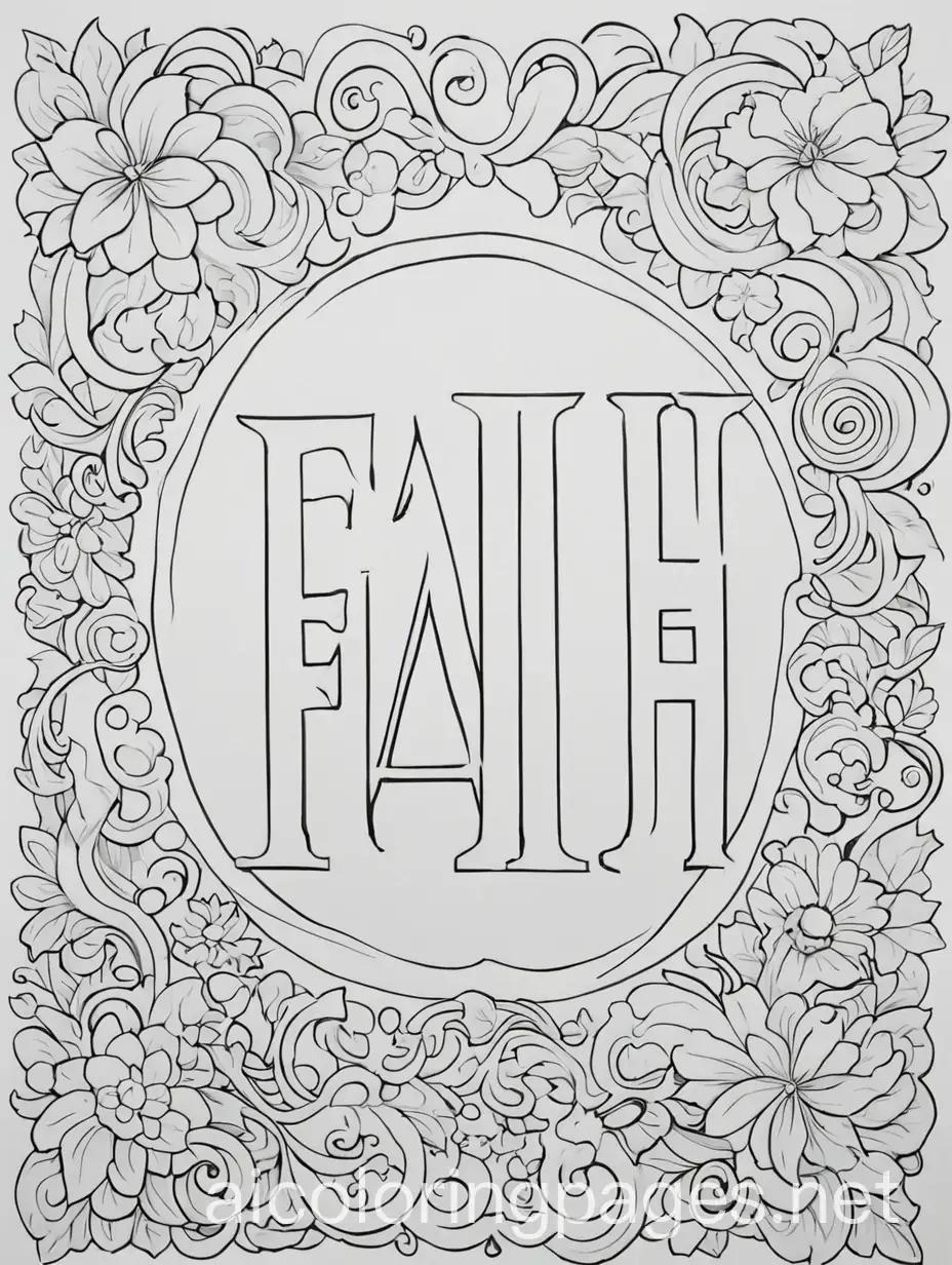 Faith-Coloring-Page-for-Children-with-Simple-Line-Art-and-Ample-White-Space