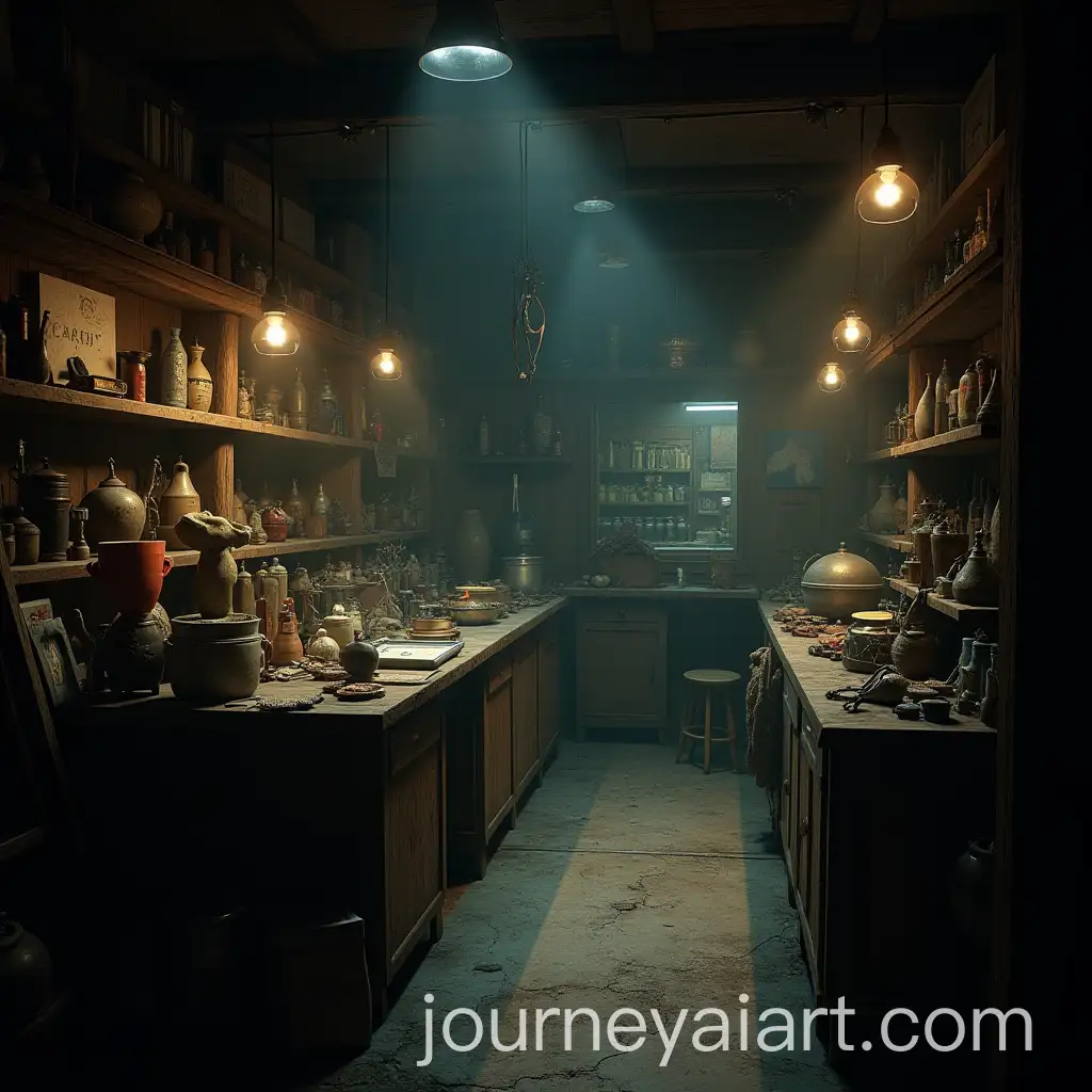 Emils-Shop-in-Nier-Automata-Mysterious-and-Cluttered-4K-Concept-Art