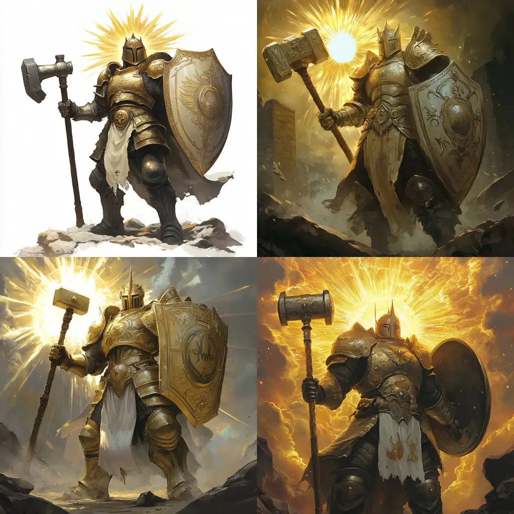 Sun-Paladin-WAI-Art-Prompt-Expansionielding-a-Large-Tower-Shield-and-Heavy-Hammer-in-Battle