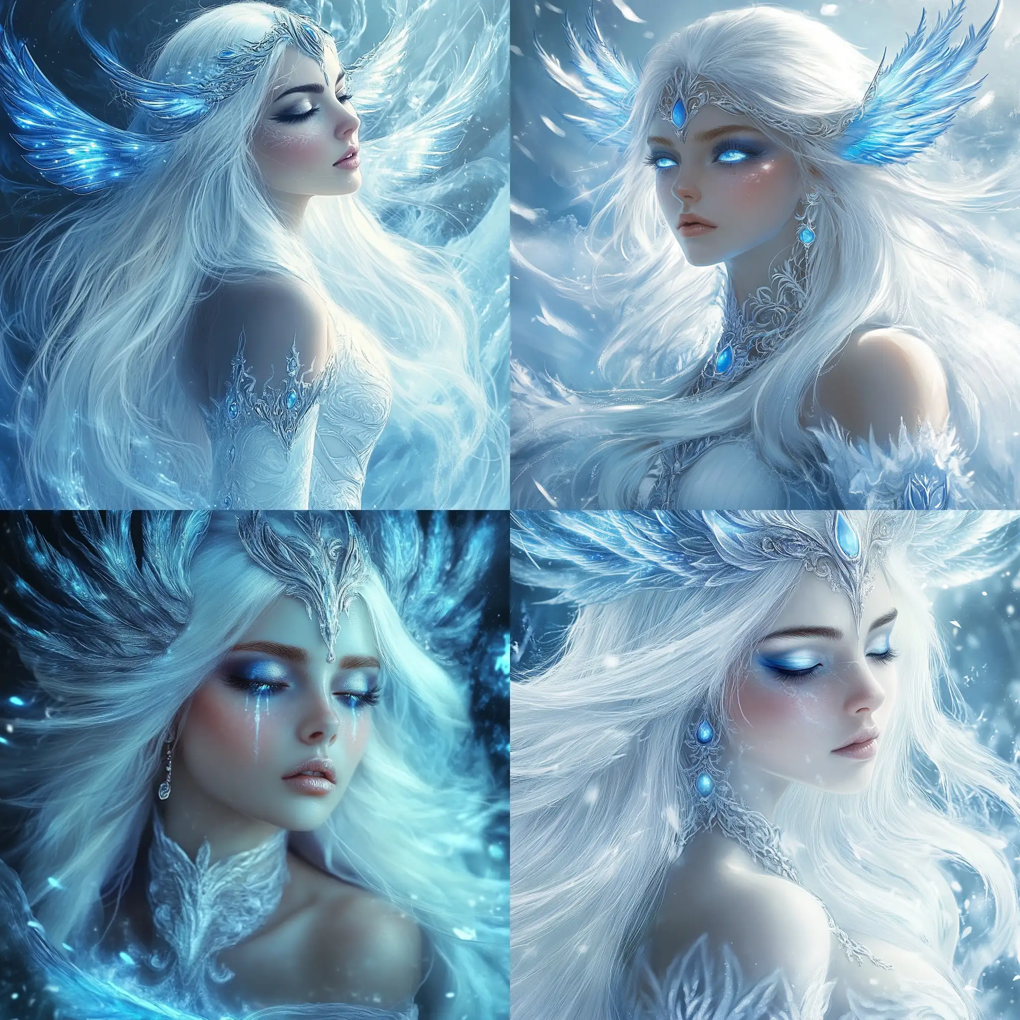 Goddess-in-White-Dress-with-Blue-Tints-and-Long-White-Hair