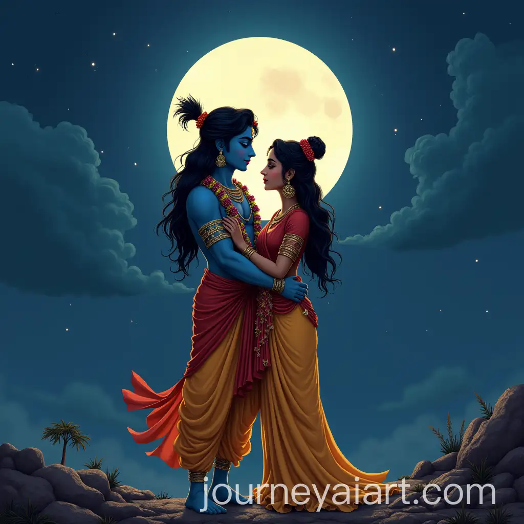 Krishna-and-Radha-Embracing-Under-Moonlight