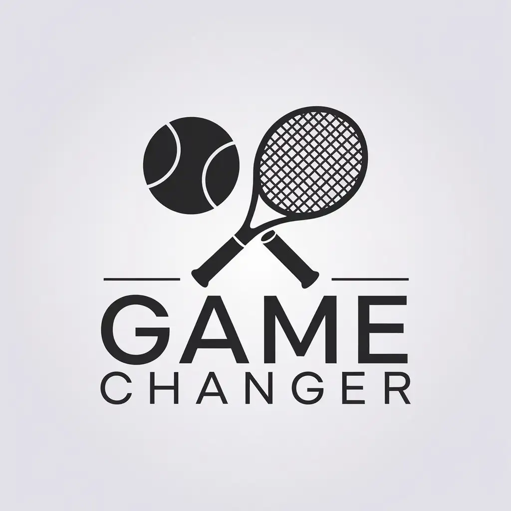 LOGO Design for Game Changer Minimalistic Tennis Theme with Racket and Ball