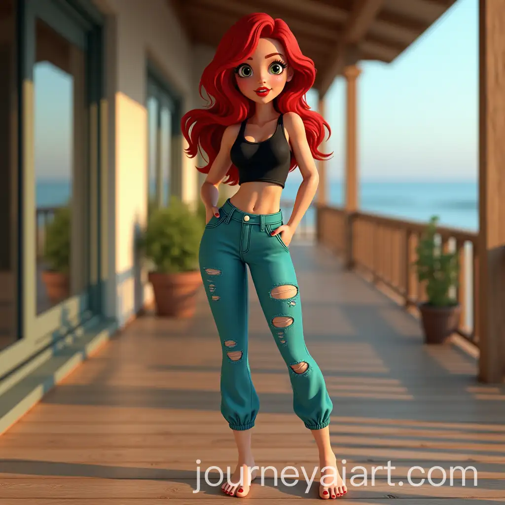 AnnaMarie-as-Rogue-from-XMen-AI-Image-Prompt-Expansion97-in-Casual-Outfit-on-a-Warm-Holiday-Beach