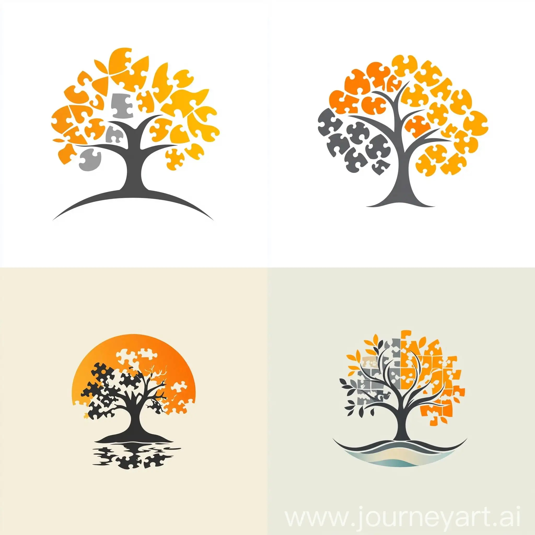 Minimalist-SeaInspired-Logo-with-Jigsaw-Puzzles-and-Tree