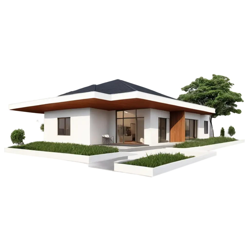 Luxurious-Modern-Bungalow-3D-Rendering-PNG-with-Sunset-Lighting-and-Natural-Materials