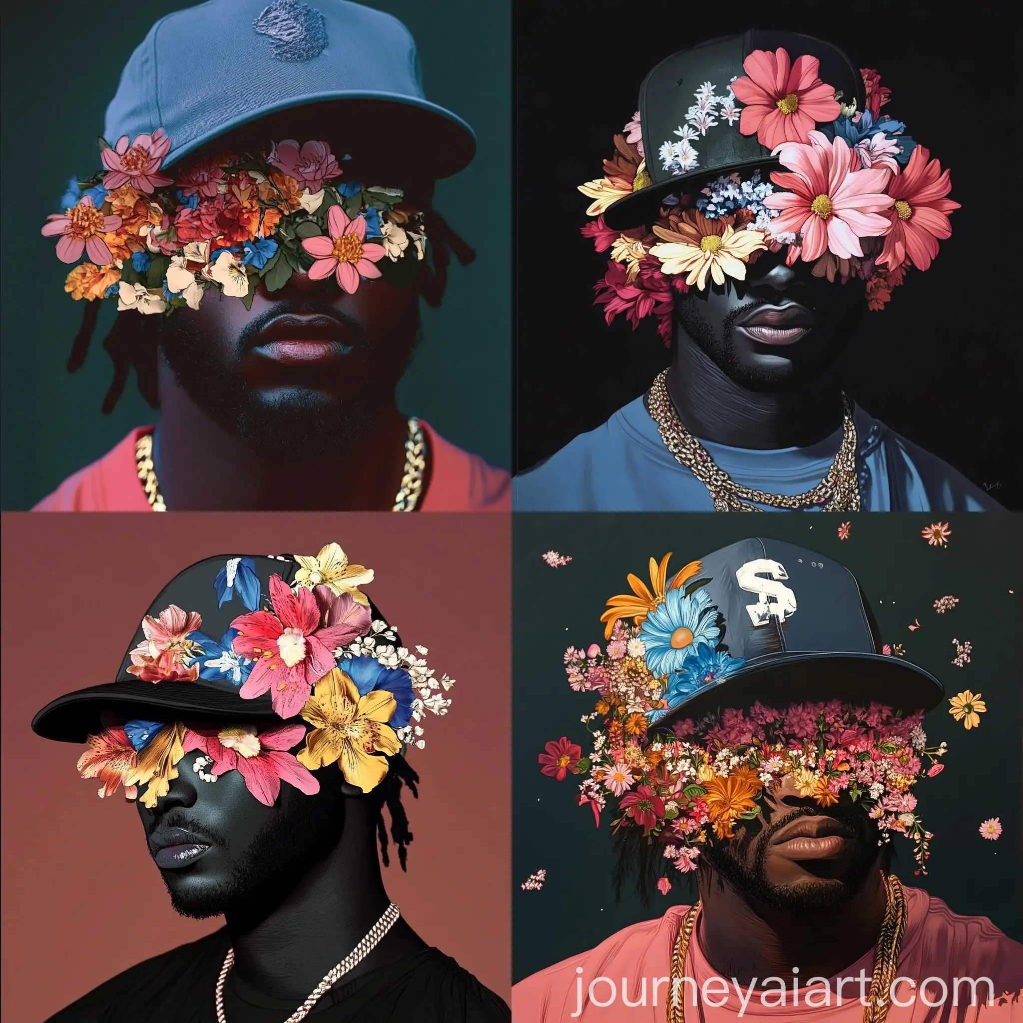 Portrait-of-a-Black-Man-with-Flowers-Covering-His-Eyes