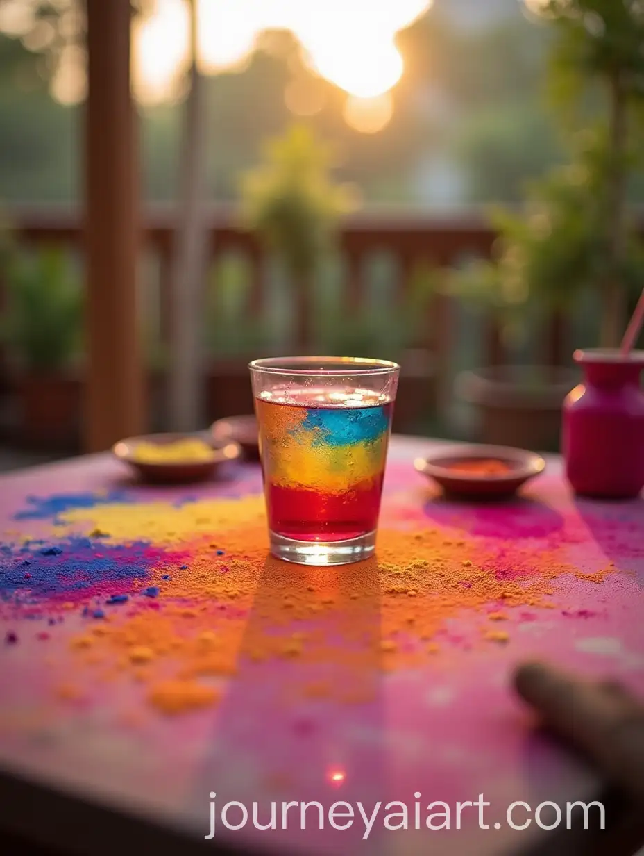 Celebrating-Holi-on-the-Terrace-with-Gujiya-Colors-and-Water-Glasses