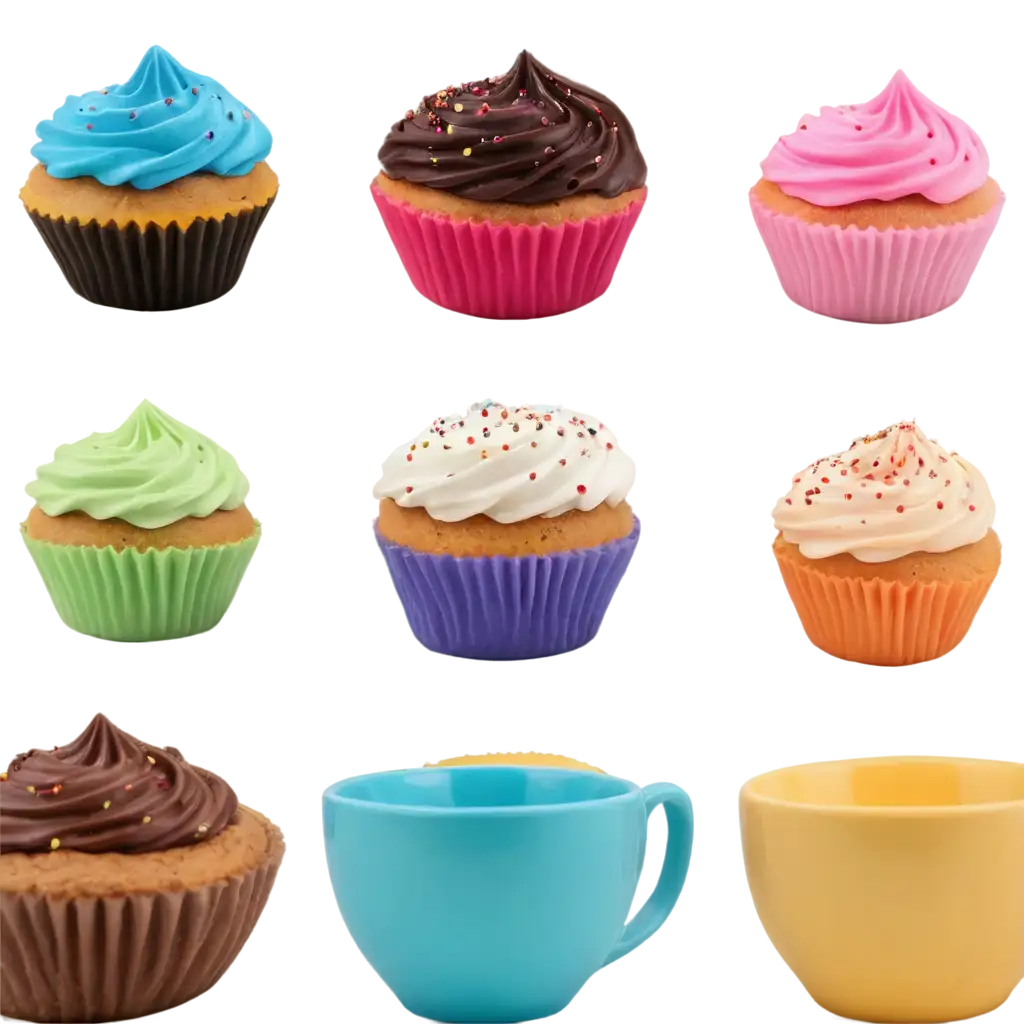 Different-Color-Same-Size-Cupcake-PNG-Image-for-Versatile-Design-Use