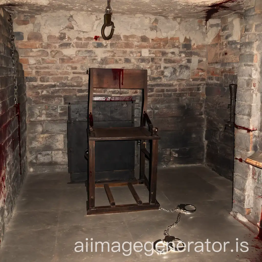 Dark-Basement-Torture-Room-with-Wooden-Chair-and-Bloodstains