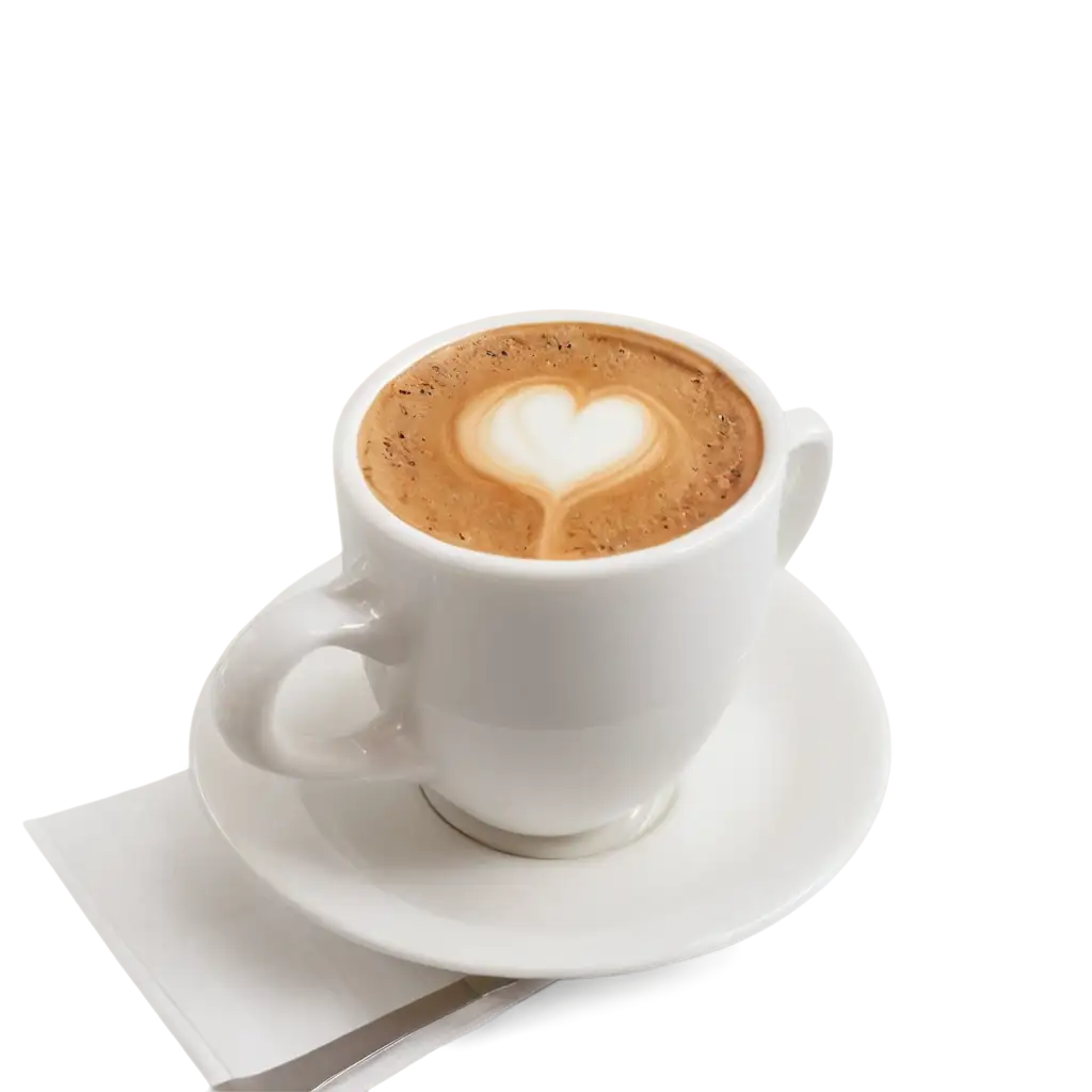 a cup of cappuccino in a mug and on a saucer, from above