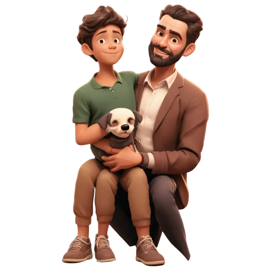 Illustration-Style-PNG-Man-Holding-Dog-with-Child