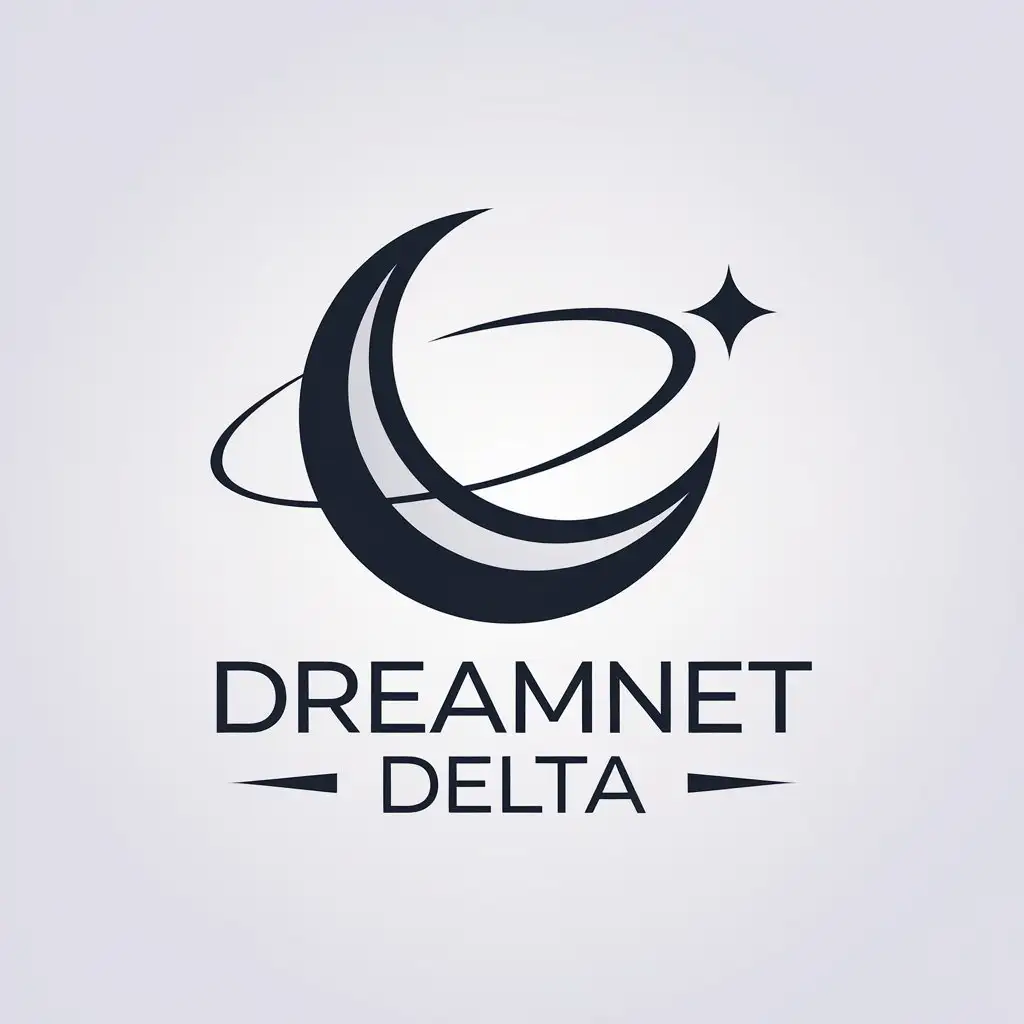 LOGO Design for DreamNet Delta Minimalistic Moon Symbol for Internet Industry