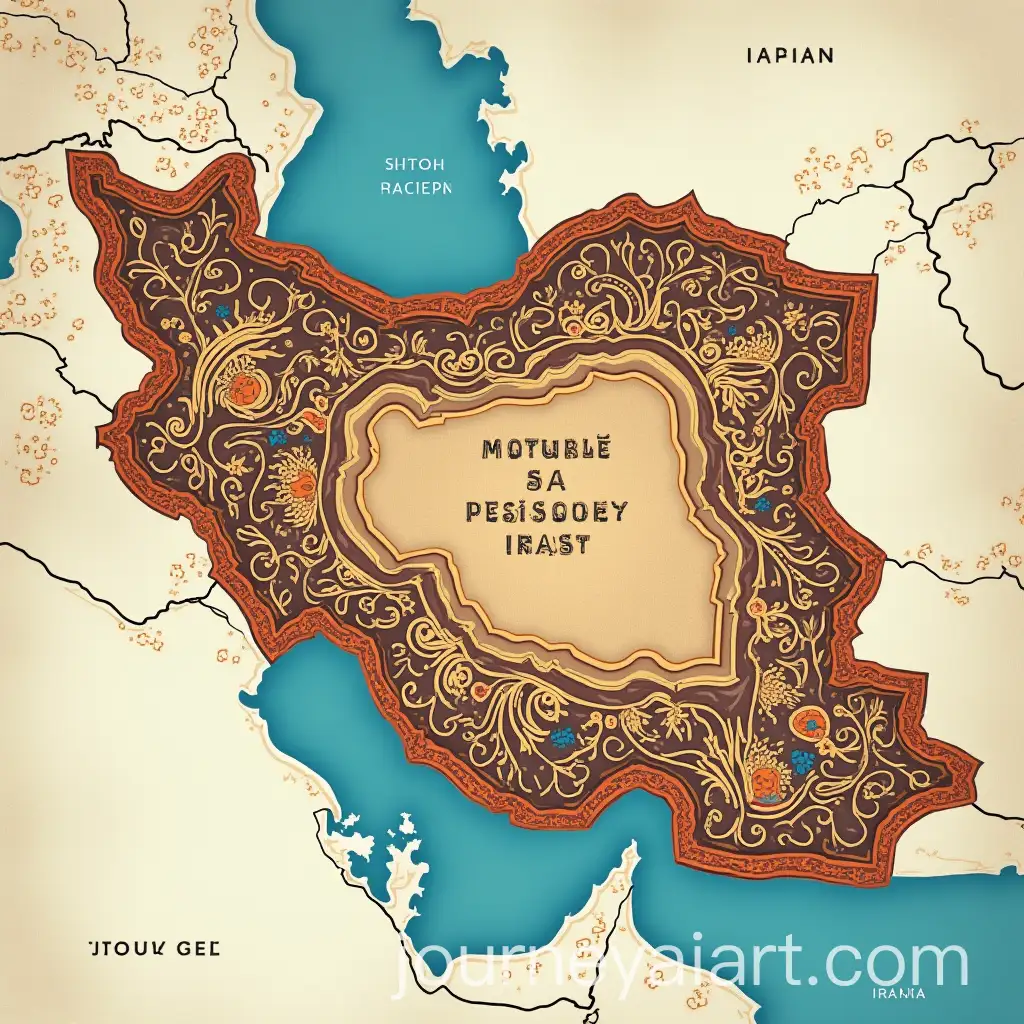 Artistic-Map-of-Iran-Featuring-Traditional-Iranian-Designs-and-Major-Waterways
