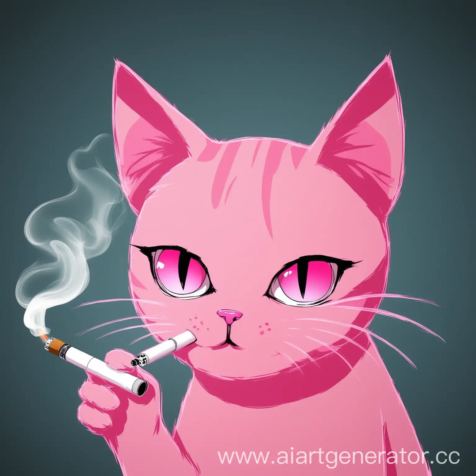 Pink-Thin-Cat-with-Big-Ears-Smoking-FLYKI-Disposable-Electronic-Cigarette