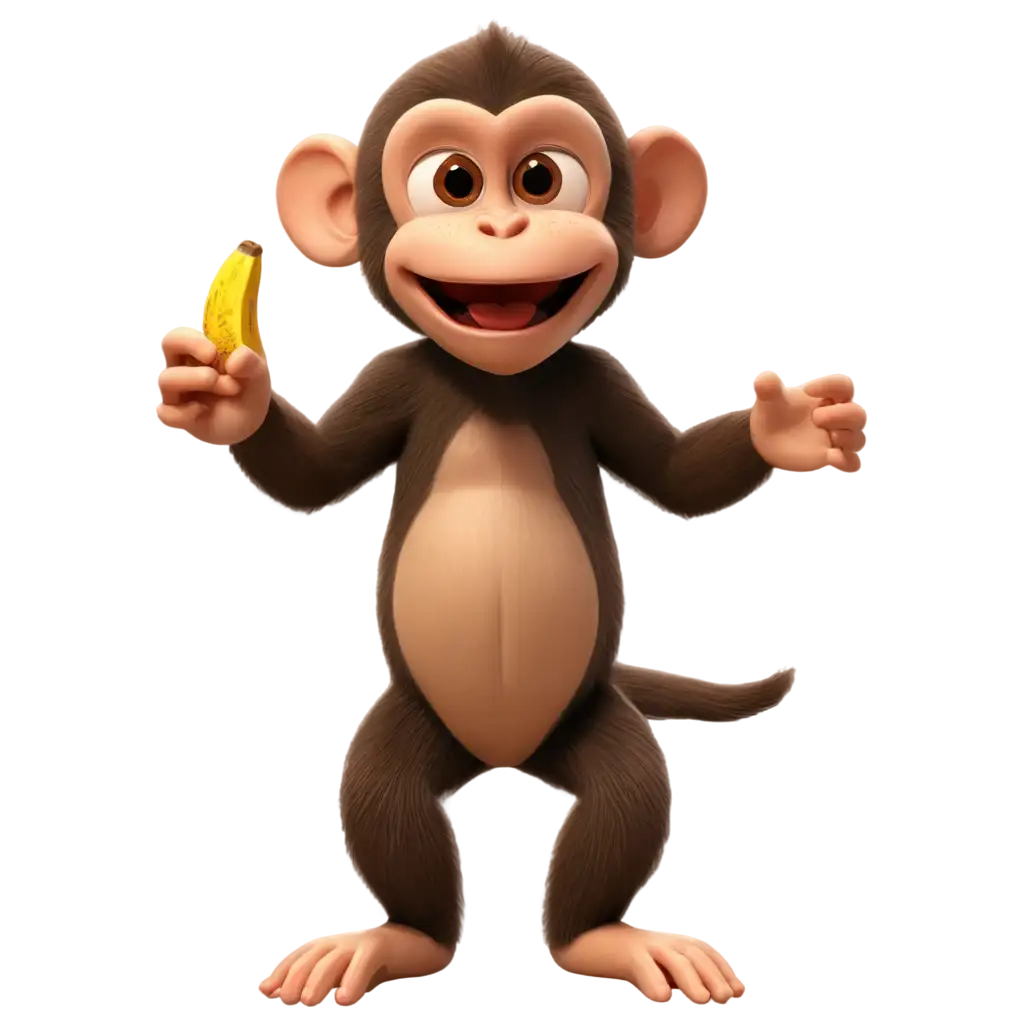 Animated-Monkey-with-Banana-PNG-Playful-Illustration-of-a-Primate-Enjoying-a-Tropical-Snack