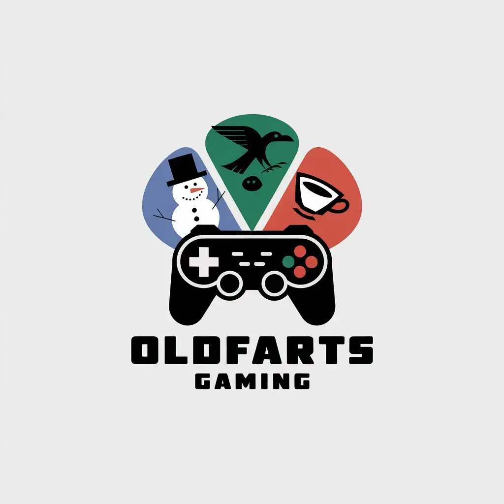 LOGO Design for OldFartsGaming Gaming Controller with Angry Snowman Teacup and Raven Theme