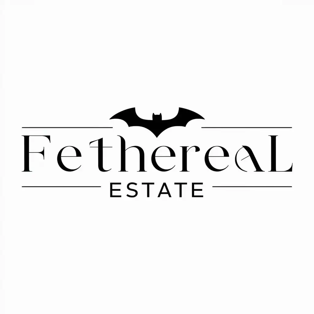 a logo design,with the text "Fethereal Estate", main symbol:bat,Minimalistic,be used in Real Estate industry,clear background