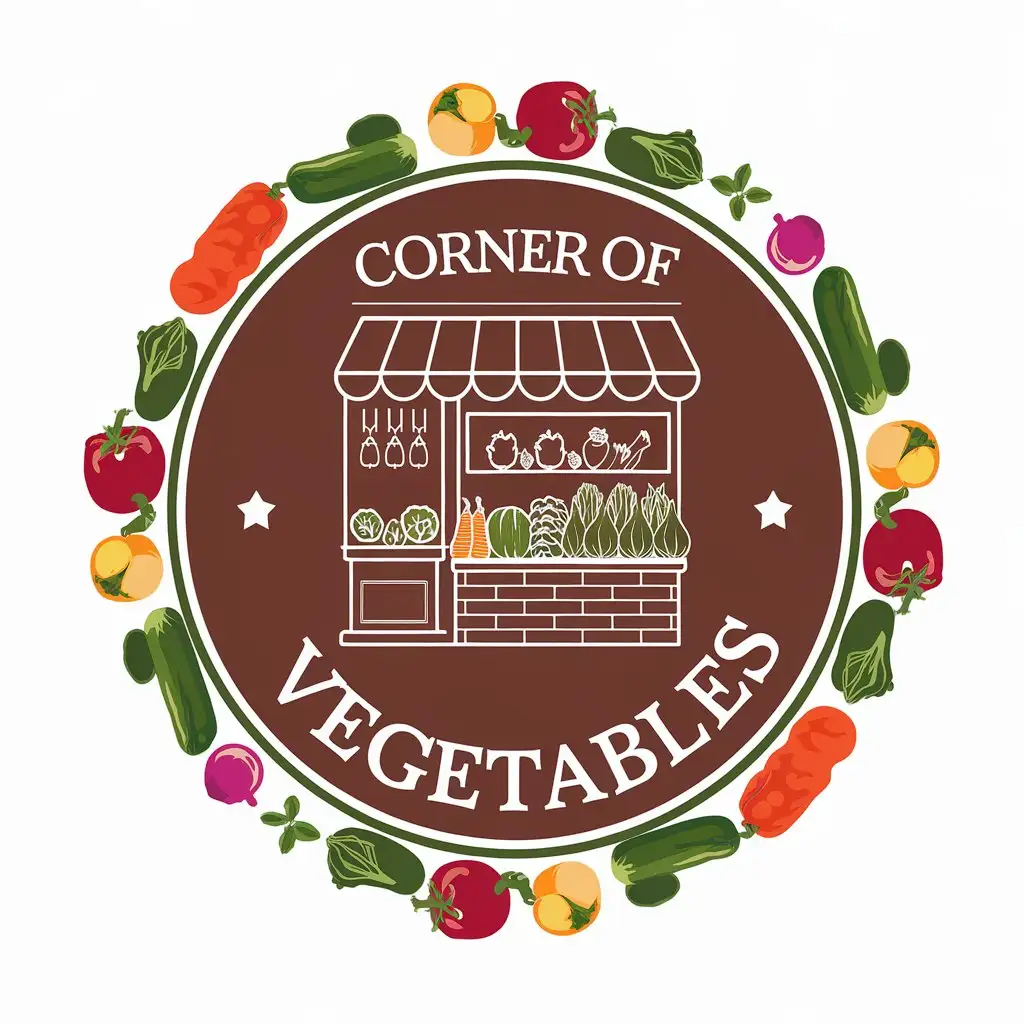 a vector logo design,with the text "corner of vegetables", main symbol:vegetable shop,Moderate,be used in Retail industry,clear background