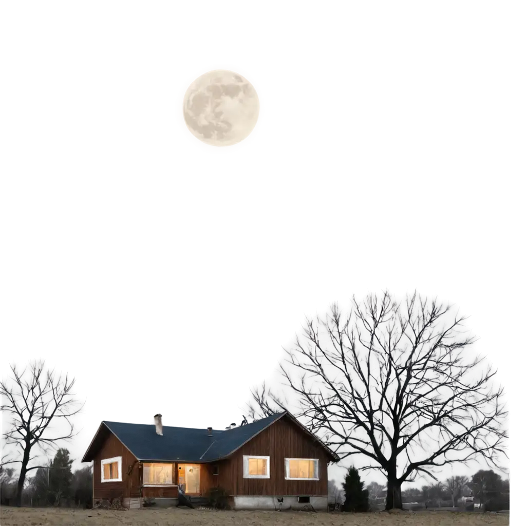 HighQuality-PNG-of-a-Full-Moon-Over-a-House-and-Leafless-Tree