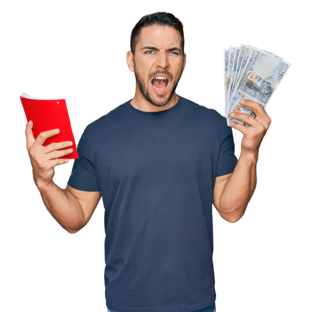 HighQuality-PNG-Image-of-a-Man-Shouting-with-Bills-in-Hand