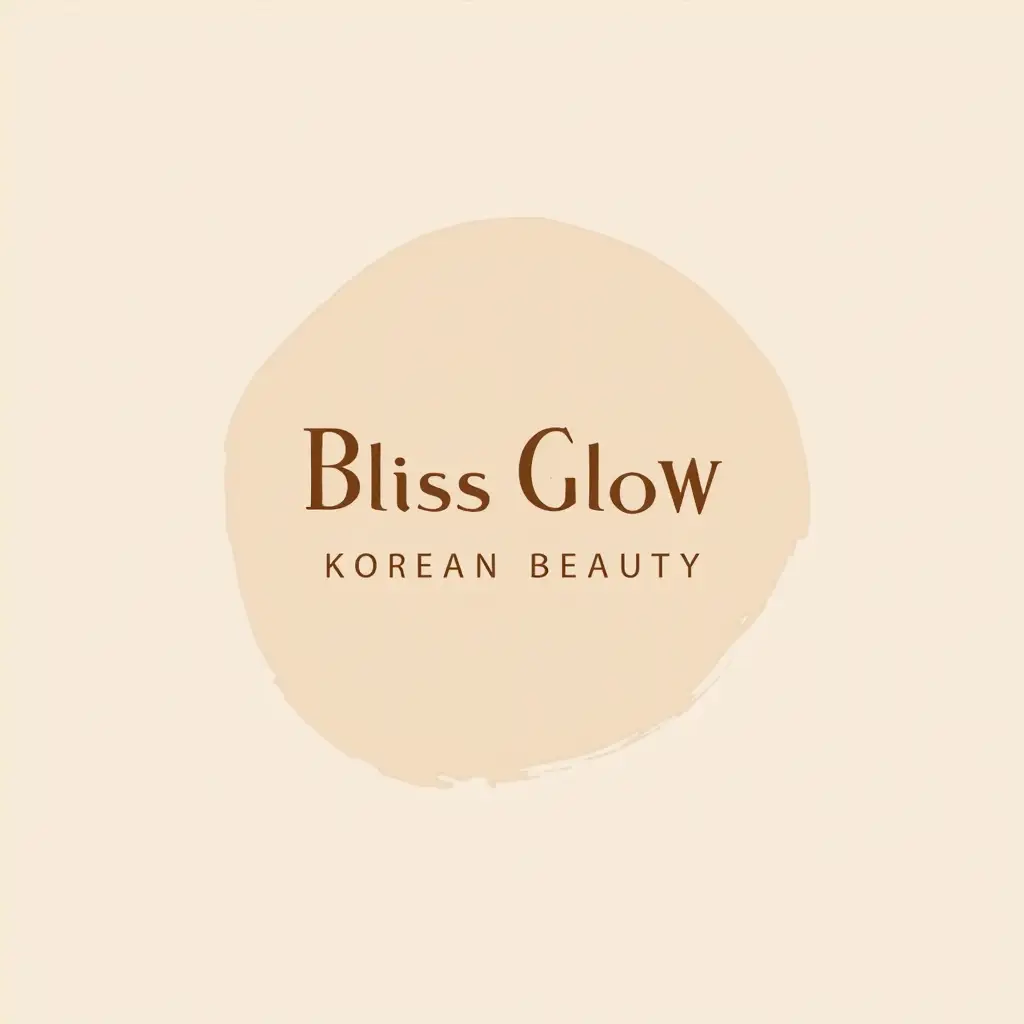 Create a logo with the name ‘Bliss Glow Korean Beauty’ using earth tones and pastel colors.