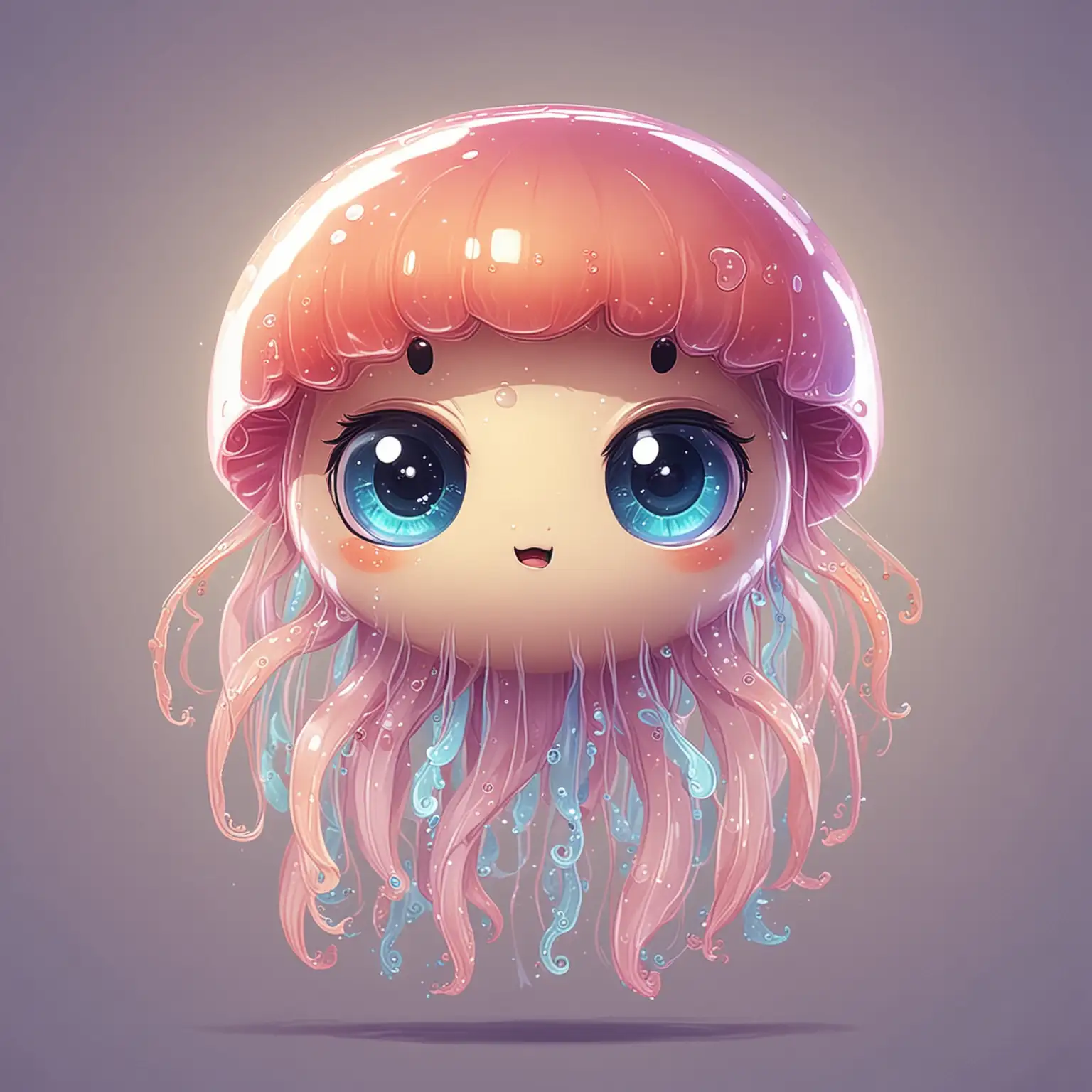 Cartoon Cute Jellyfish with Eyes in Pokemon Style